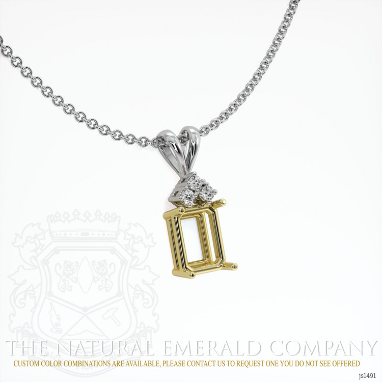 18K Yellow & White Accent Stones Pendant Setting