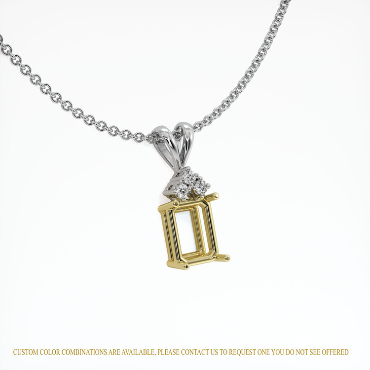 18K Yellow & White Accent Stones Pendant Setting