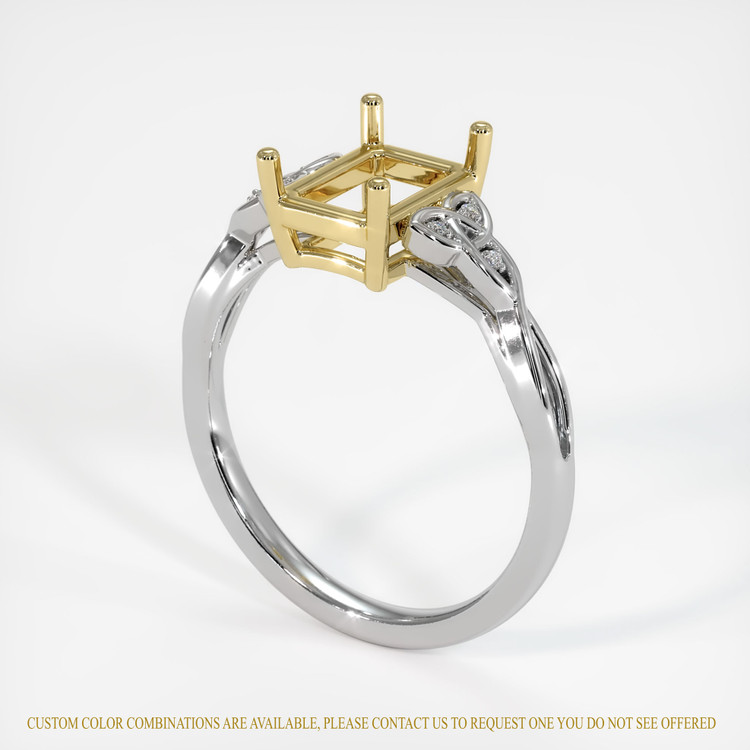 18K Yellow & White Accent Stones Ring Setting