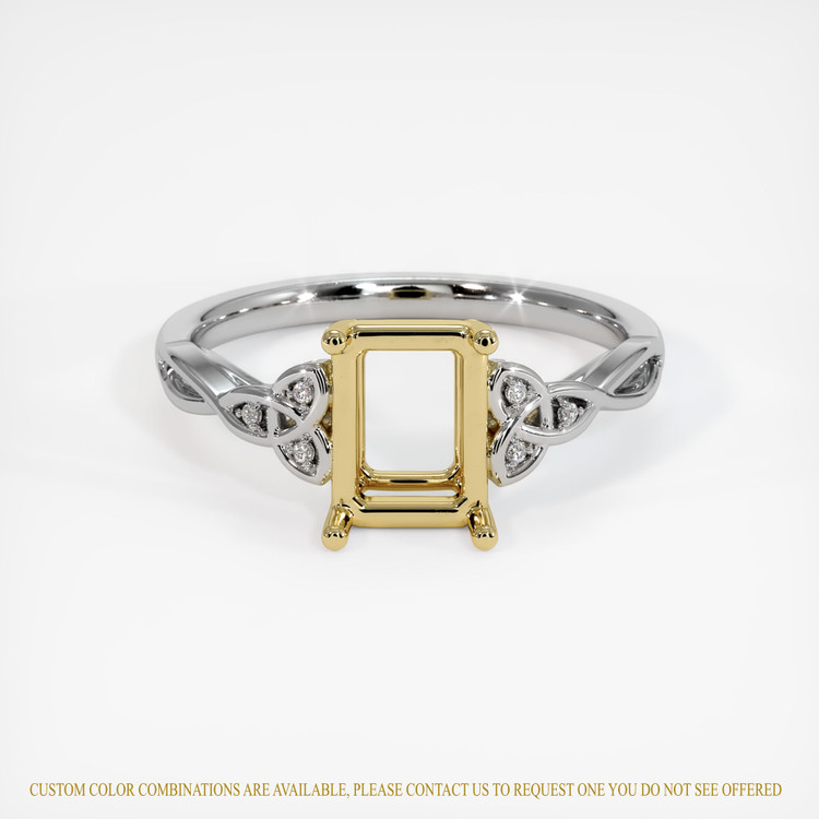 18K Yellow & White Accent Stones Ring Setting