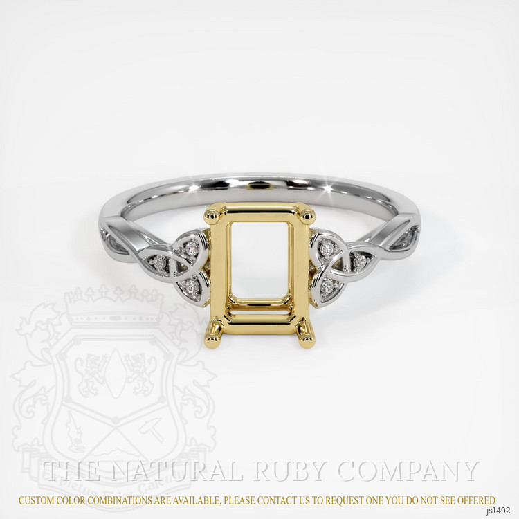 18K Yellow & White Accent Stones Ring Setting