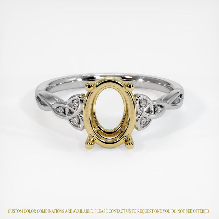 14K Yellow & White Accent Stones Ring Setting