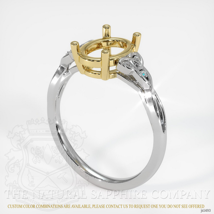 18K Yellow & White Accent Stones Ring Setting