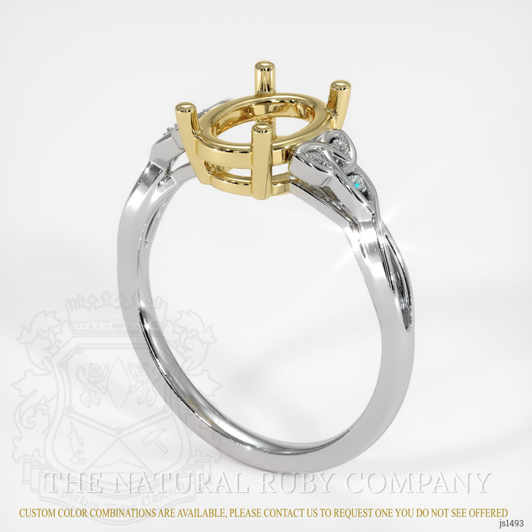 18K Yellow & White Accent Stones Ring Setting