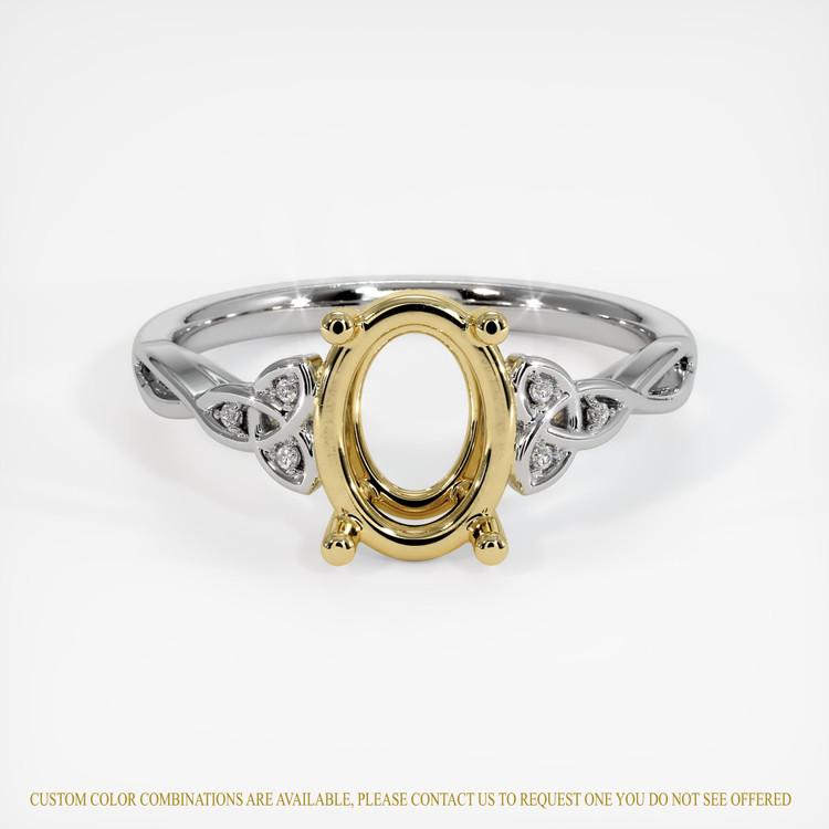18K Yellow & White Accent Stones Ring Setting