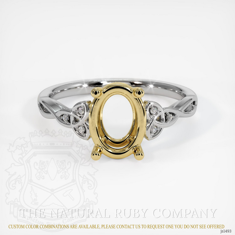 18K Yellow & White Accent Stones Ring Setting
