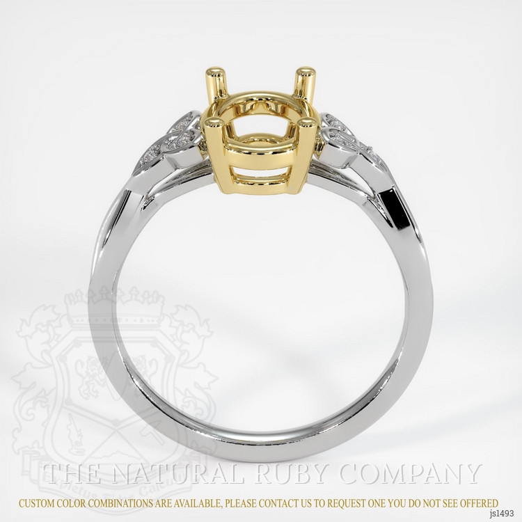 18K Yellow & White Accent Stones Ring Setting