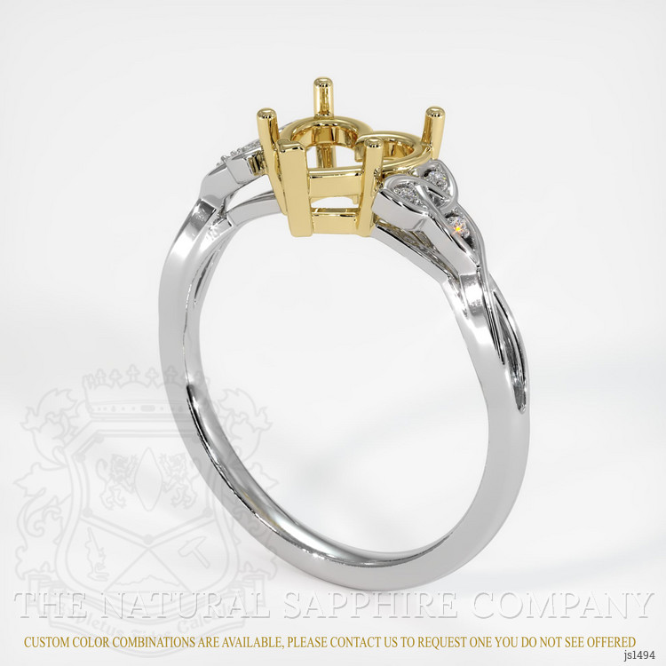 18K Yellow & White Accent Stones Ring Setting