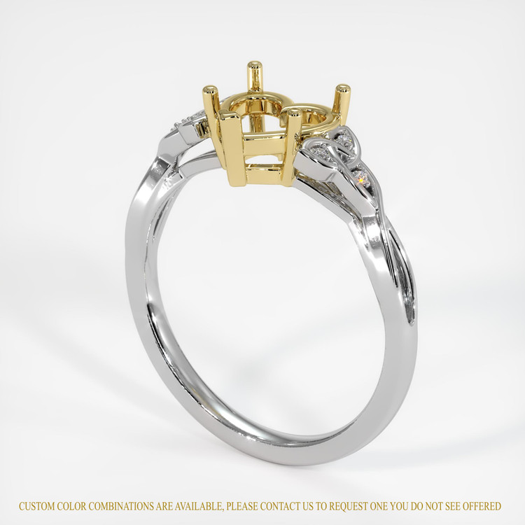 18K Yellow & White Accent Stones Ring Setting