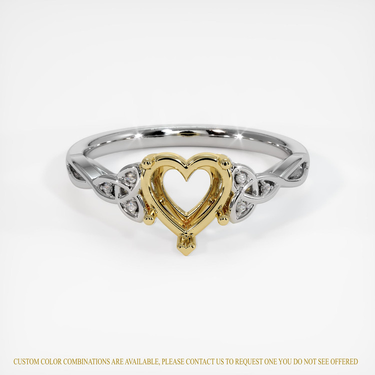 18K Yellow & White Accent Stones Ring Setting