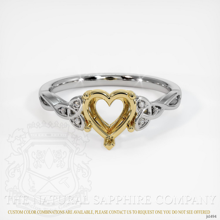 18K Yellow & White Accent Stones Ring Setting