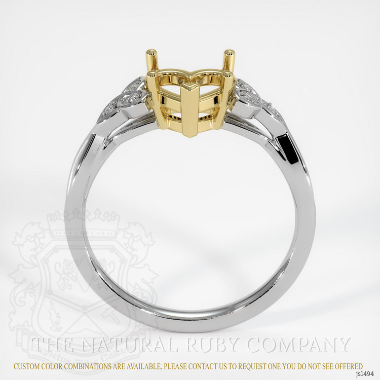 18K Yellow & White Accent Stones Ring Setting