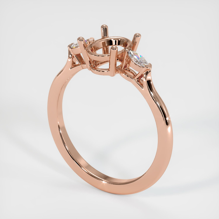 14K Rose Gold Three Stone Ring Setting