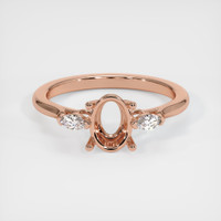 14K Rose Gold Three Stone Ring Setting Image