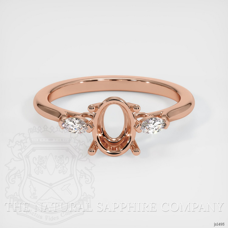 14K Rose Gold Three Stone Ring Setting