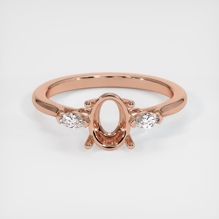 14K Rose Gold Three Stone Ring Setting