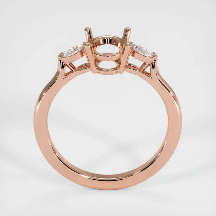 14K Rose Gold Three Stone Ring Setting