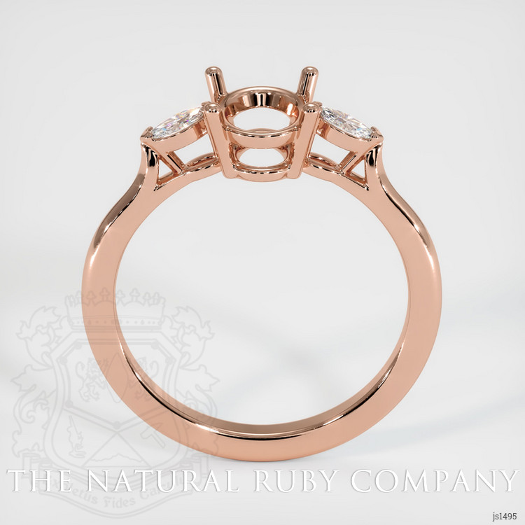 14K Rose Gold Three Stone Ring Setting