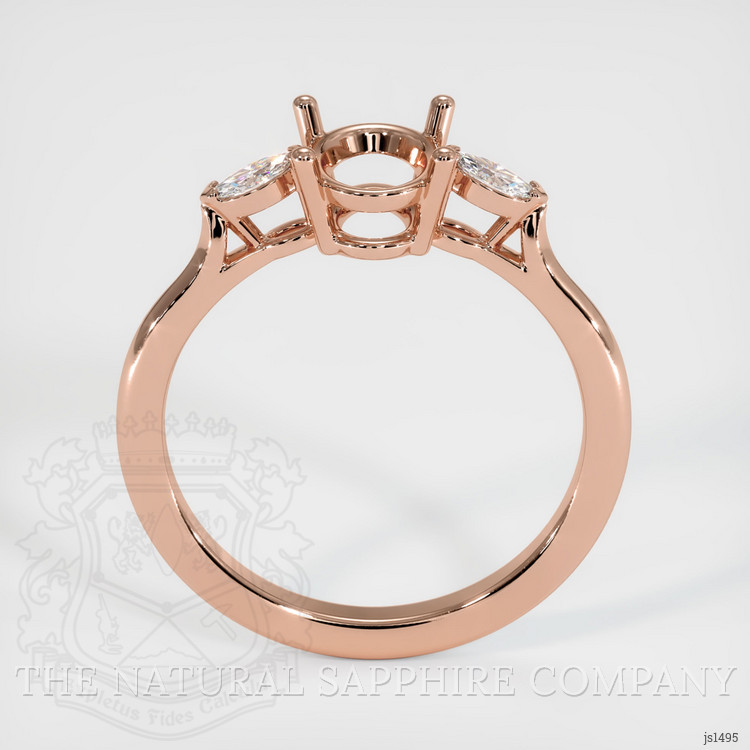 14K Rose Gold Three Stone Ring Setting