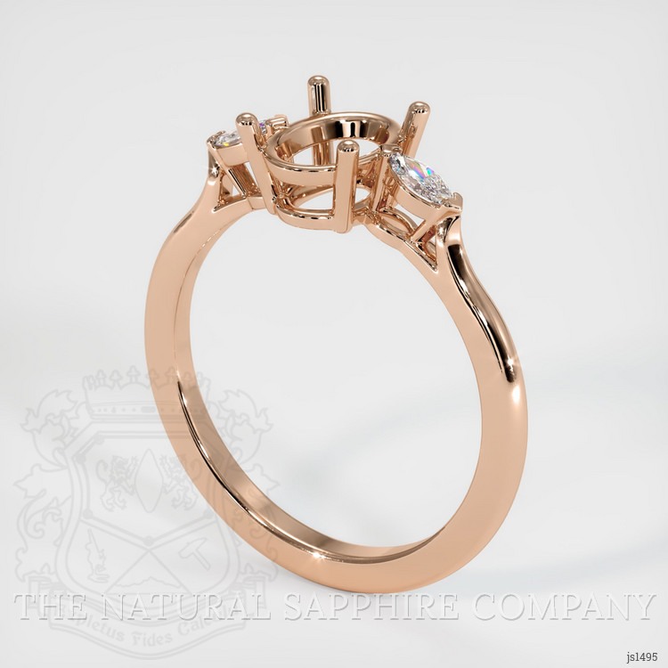 18K Rose Gold Three Stone Ring Setting
