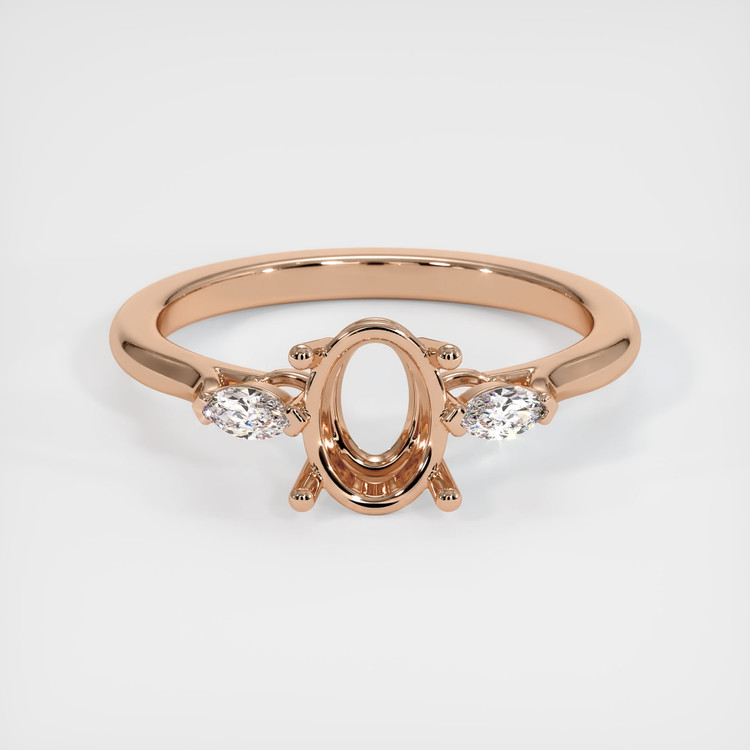 18K Rose Gold Three Stone Ring Setting