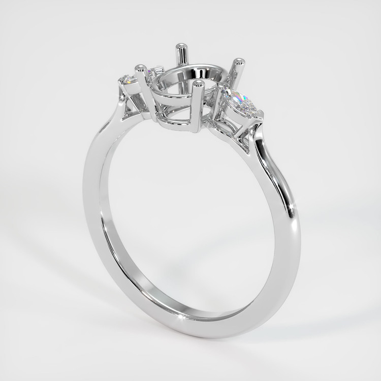 14K White Gold Three Stone Ring Setting