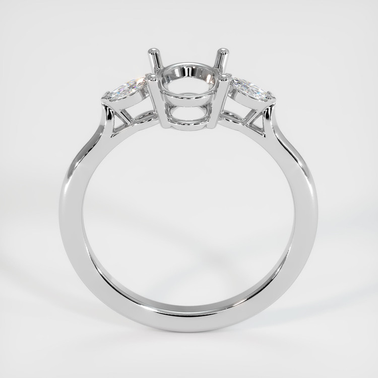 14K White Gold Three Stone Ring Setting