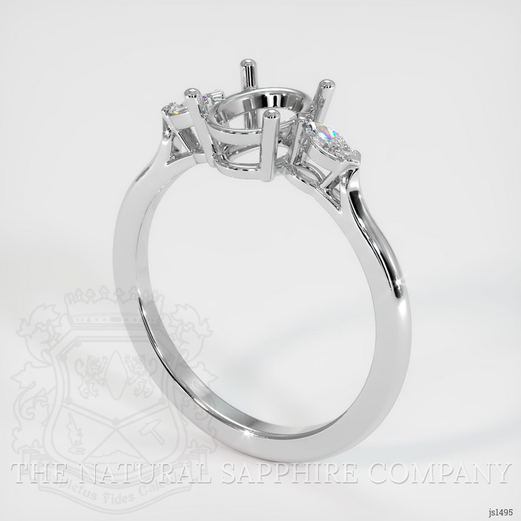 18K White Gold Three Stone Ring Setting