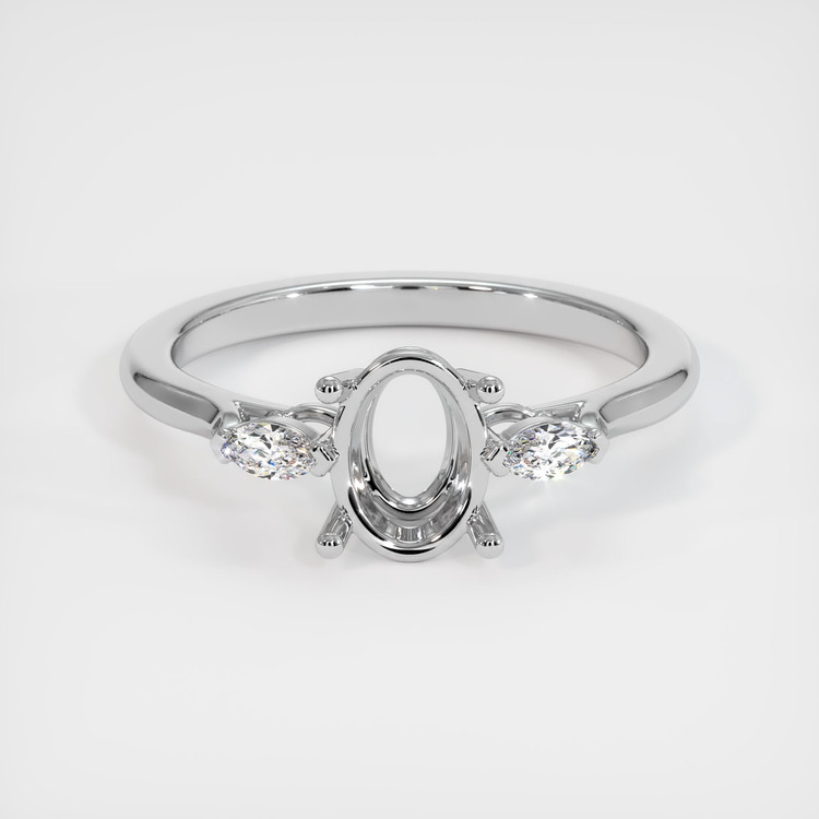 18K White Gold Three Stone Ring Setting