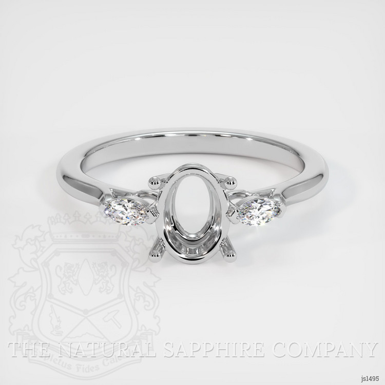 18K White Gold Three Stone Ring Setting