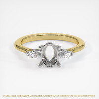 14K White & Yellow Three Stone Ring Setting Image
