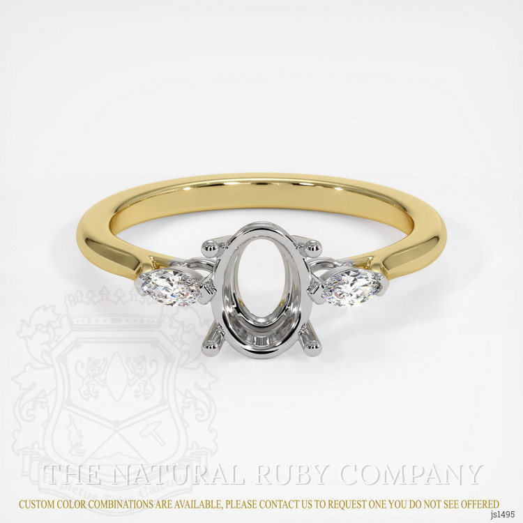 14K White & Yellow Three Stone Ring Setting