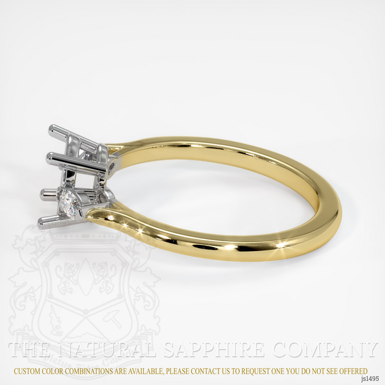 14K White & Yellow Three Stone Ring Setting