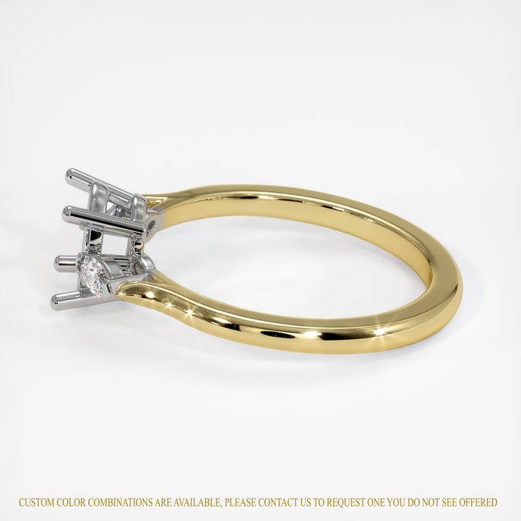 14K White & Yellow Three Stone Ring Setting