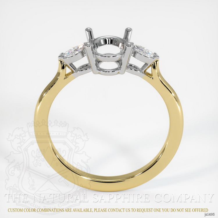 14K White & Yellow Three Stone Ring Setting