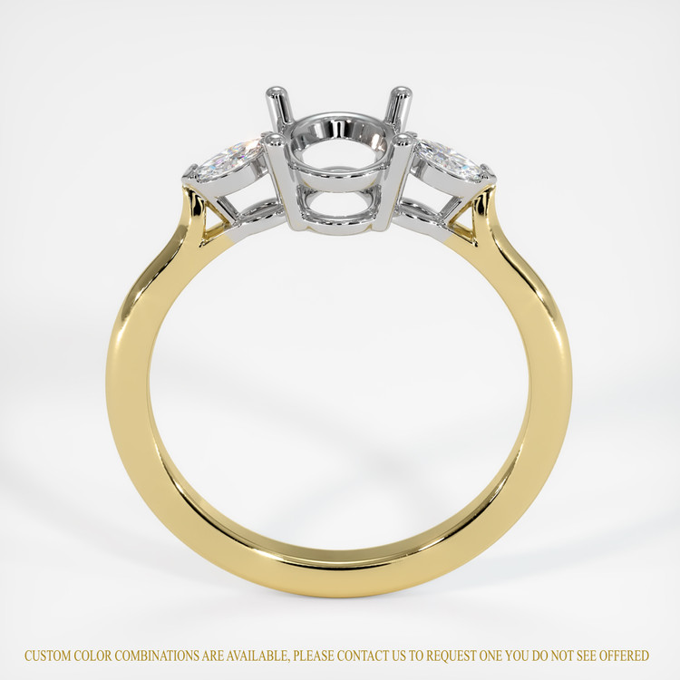 14K White & Yellow Three Stone Ring Setting