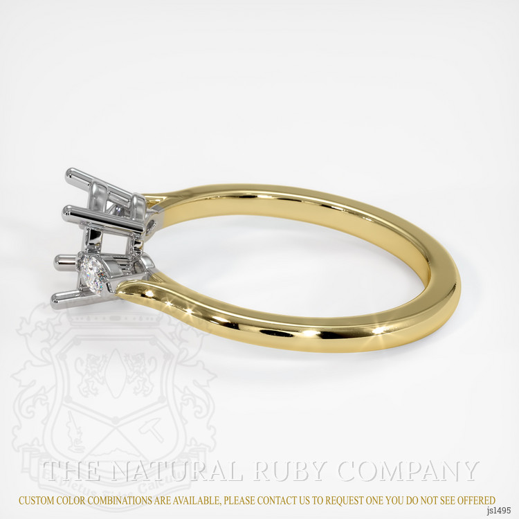 18K White & Yellow Three Stone Ring Setting