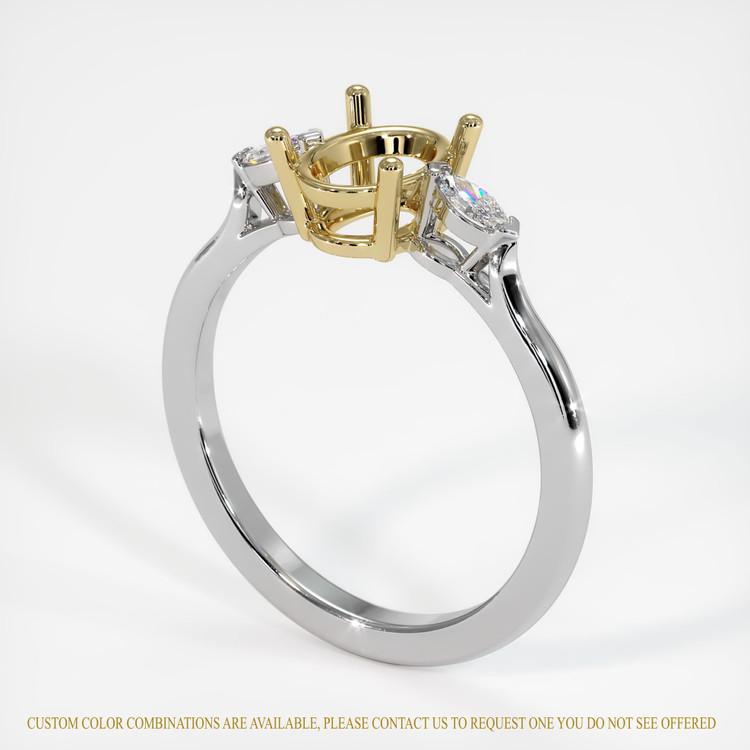 14K Yellow & White Three Stone Ring Setting