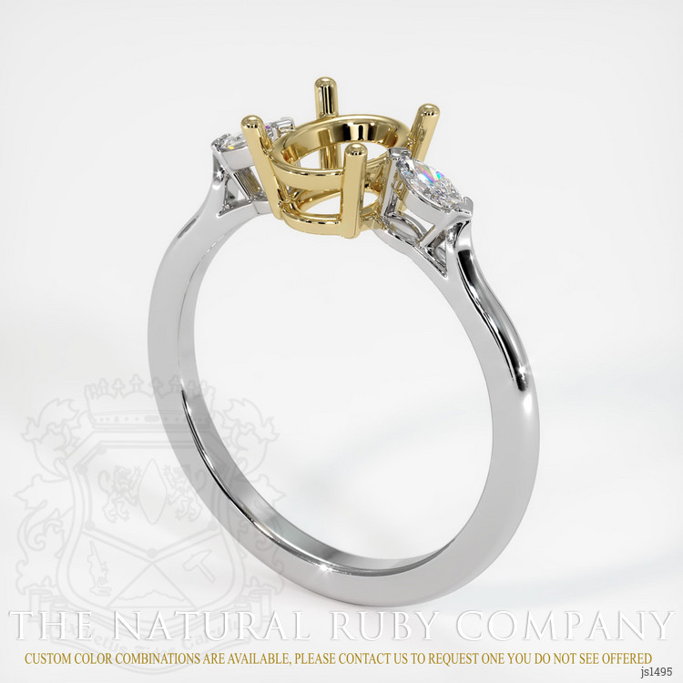 14K Yellow & White Three Stone Ring Setting