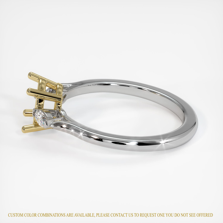 14K Yellow & White Three Stone Ring Setting