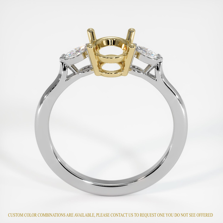 14K Yellow & White Three Stone Ring Setting