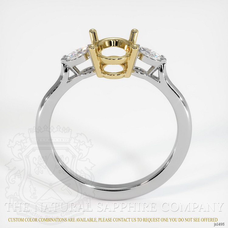 14K Yellow & White Three Stone Ring Setting