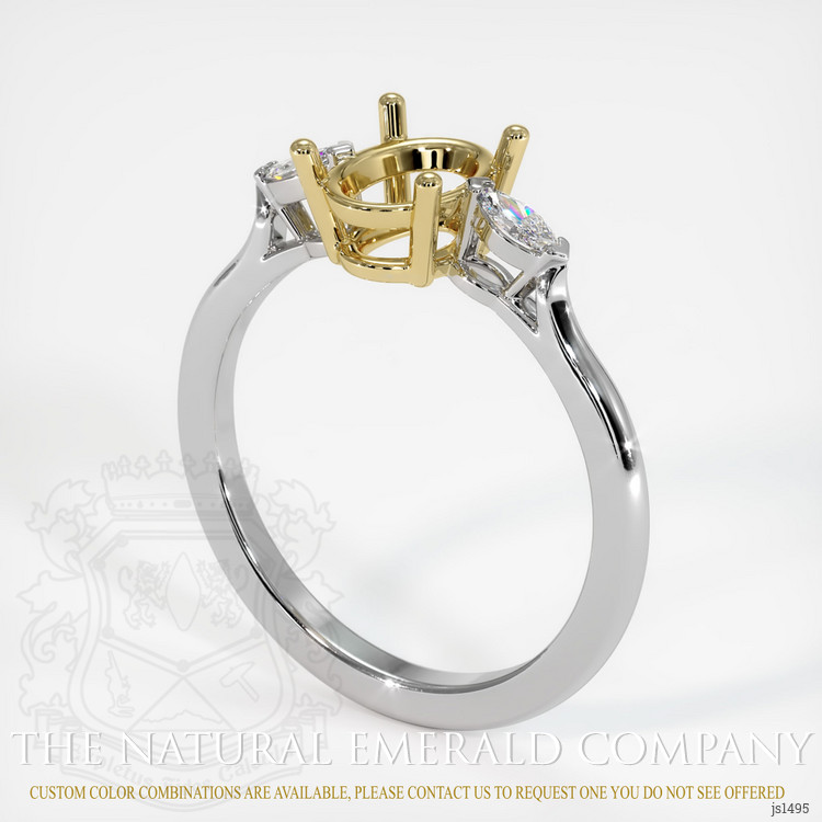 18K Yellow & White Three Stone Ring Setting