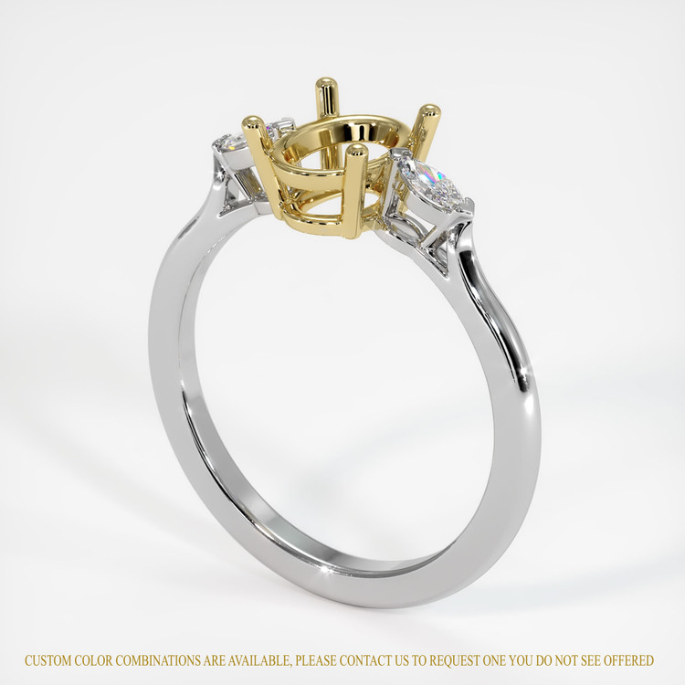 18K Yellow & White Three Stone Ring Setting