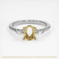 18K Yellow & White Three Stone Ring Setting Image
