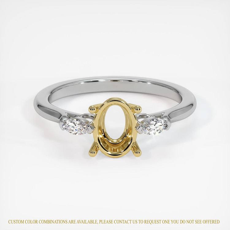 18K Yellow & White Three Stone Ring Setting