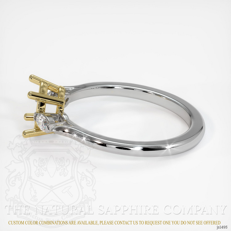 18K Yellow & White Three Stone Ring Setting