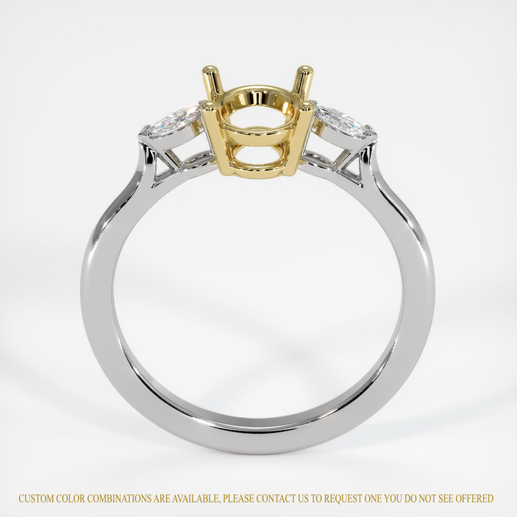 18K Yellow & White Three Stone Ring Setting