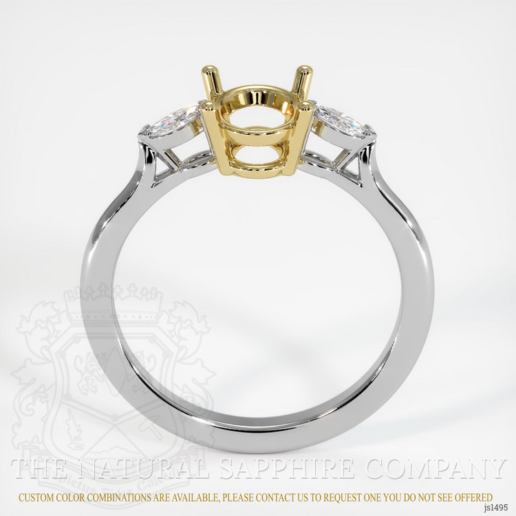 18K Yellow & White Three Stone Ring Setting