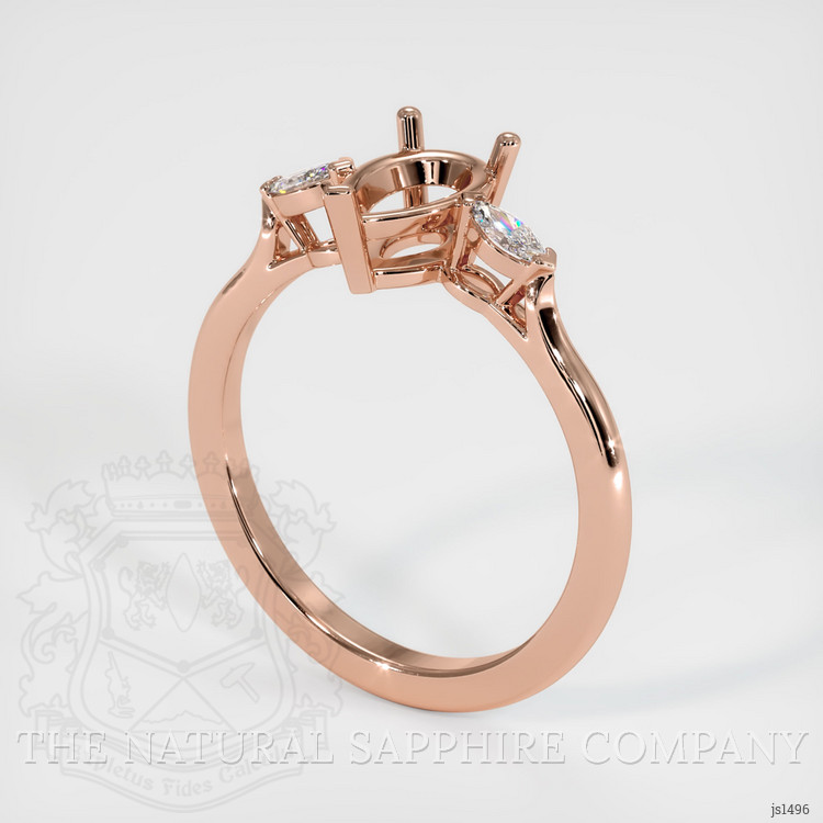 14K Rose Gold Three Stone Ring Setting
